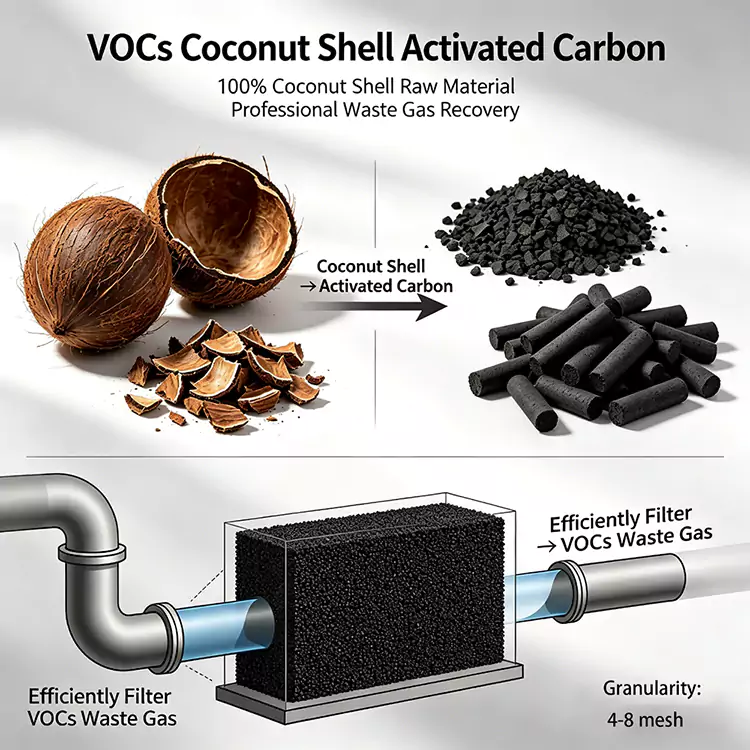 VOCs পুনরুদ্ধার নারকেল শেল কার্বন